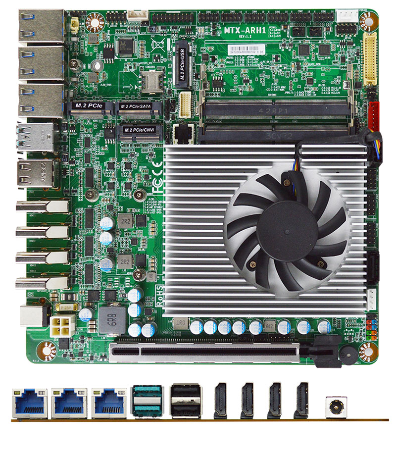 Jetway MTX-ARH1-255H0220 Mini-ITX (Intel Ultra 7 255H SoC Processor, TDP 28W, 4x HDMI, 3x 2.5GE LAN) <b>[12-36V Input]</b>