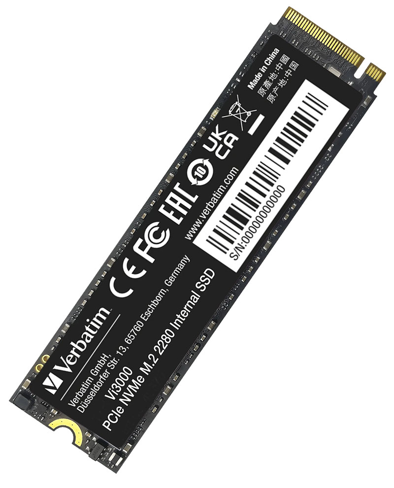 Verbatim Vi3000 PCIe NVMe <b>512 GB</b> SSD, M.2 2280 / M-Key / PCIe 3.0 x4